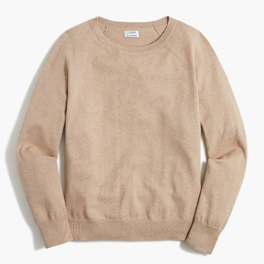 J. Crew Cotton-blend Crewneck Sweater with Cashmere - Beige/Tan - Medium - NWOT